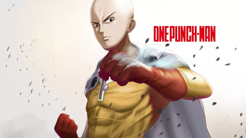 Saitama, One Punch Man, White background, 5K