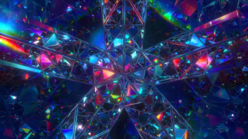 Mirror, Crystals, Rainbow, Dispersion, Symmetric, Glossy, Colorful, Vivid, Symmetry
