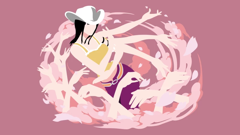 Nico Robin, One Piece, Pink background, Minimal art