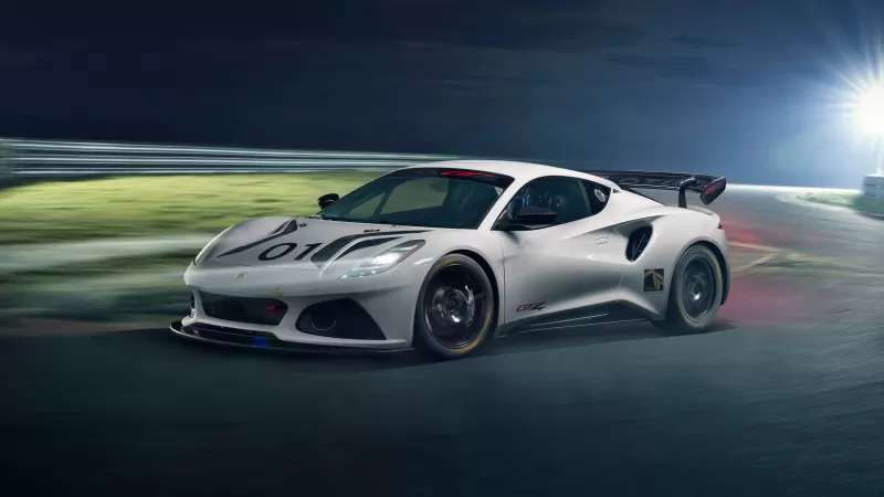 Lotus Emira GT4 8K wallpaper, Sports cars, Race cars, Race track
