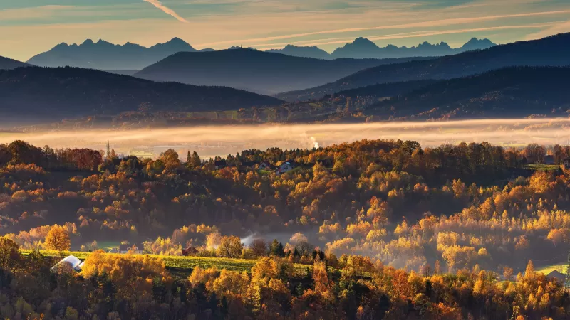 Tatra Mountains, Landscape, Foggy, Morning, Autumn, Scenic, Poland, Europe