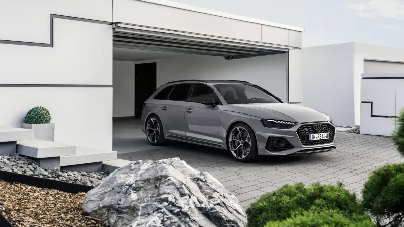 Audi RS 4 Avant competition wallpaper, Grey estate, Modern garage, 2022