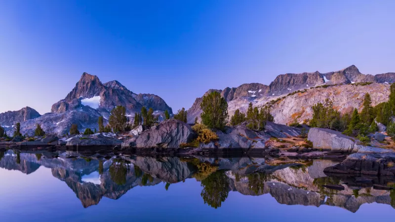 Banner Peak, Thousand Island Lake, Ansel Adams Wilderness, California, Reflection, Landscape, 5K