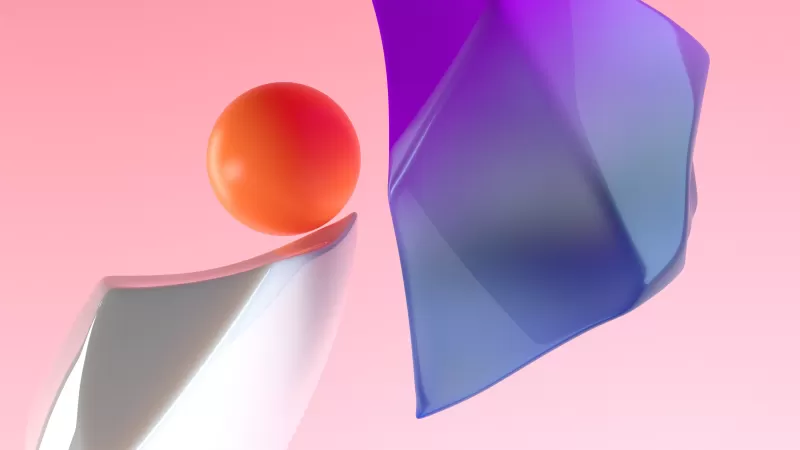 Sphere, Shapes, Peach background, 5K