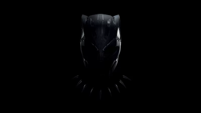 Black Panther, Marvel Superheroes, Black background, AMOLED, 5K