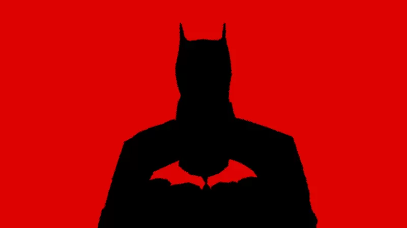 Batman, DC Superheroes, Silhouette, Red background, 5K