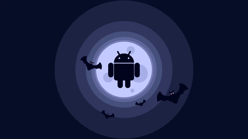 Android, Bats, Material Design, Dark background, Silhouette, 5K, 8K