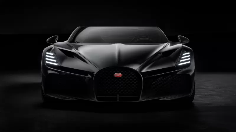 Bugatti W16 Mistral, Roadster, Hypercars, 2024, Dark background, Black cars, 5K