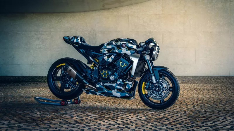 Honda CB1000R custom, Camouflage livery, Cafe racer, Cobblestone, 4K wallpaper