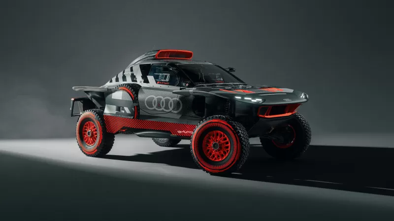 Audi RS Q e-tron E2, Dakar rally car, Dark studio, 2023 wallpaper