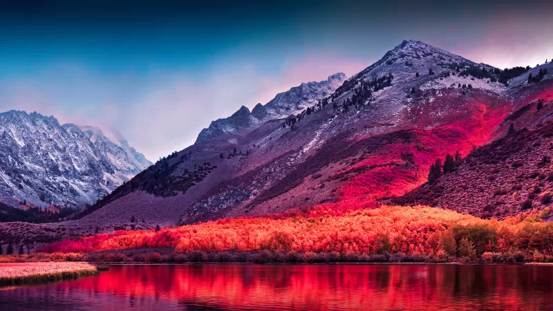 Sierra Nevada mountains, macOS High Sierra, Mountain range, Stock, Landscape, Autumn, Scenery, California, 5K