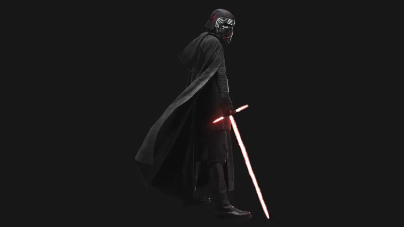 Kylo Ren, Star Wars: The Rise of Skywalker, Black background, 5K, 8K