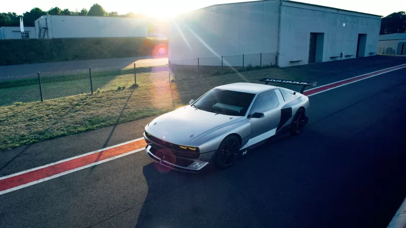 Hyundai N Vision 74, Hydrogen sports car, Race track, Sun flare, 5K wallpaper
