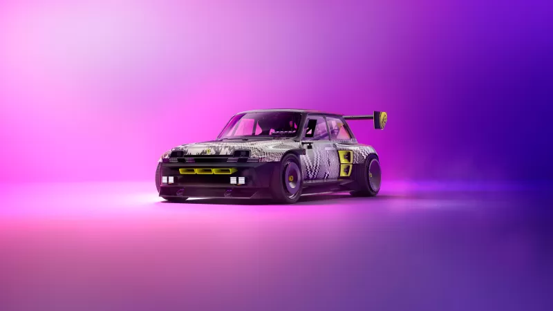 Renault R5 Turbo 3E, Electric cars, Purple background, Concept cars, 5K