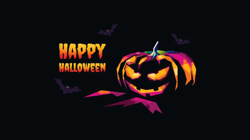 Happy Halloween, Halloween Pumpkin, Black background, AMOLED