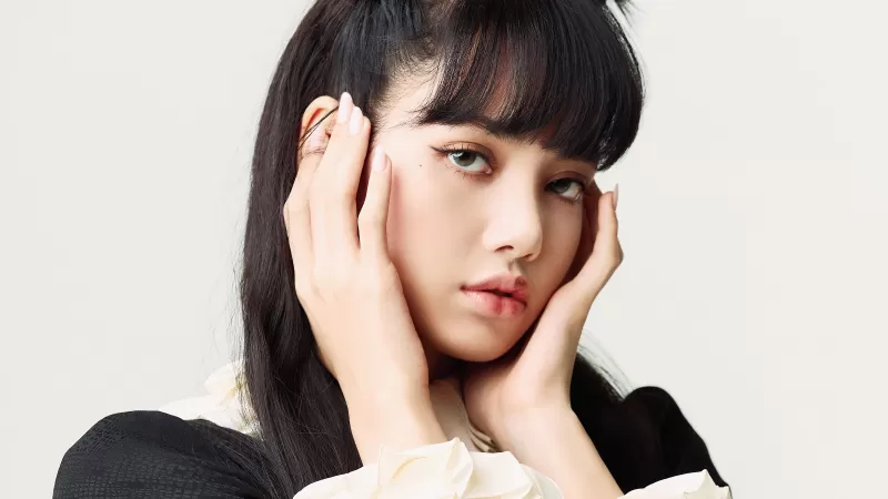 Lisa, Blackpink, K-Pop singer, White background, Portrait