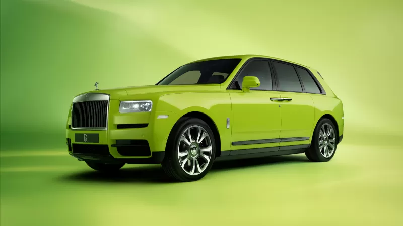 Rolls-Royce Cullinan Inspired by Fashion, Lime Green, Green background