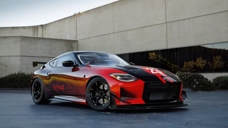 Nissan Z GT4, Red and black race car, SEMA, 2023 wallpaper