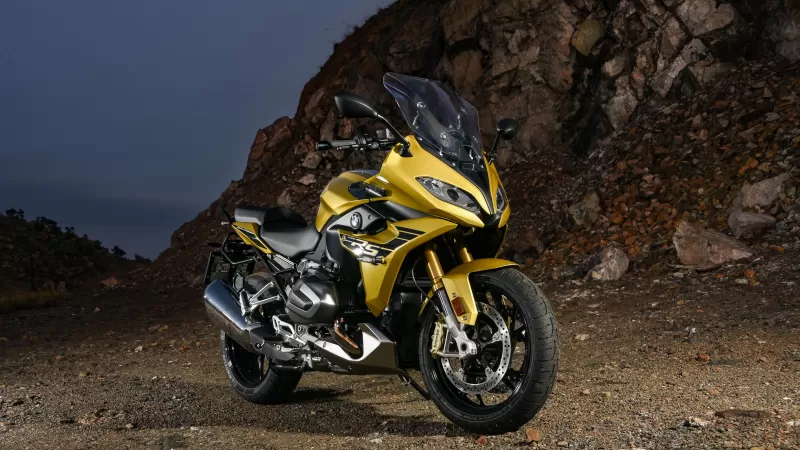 BMW R 1250 RS Sport wallpaper, Gold, Rocky hillside, Dusk