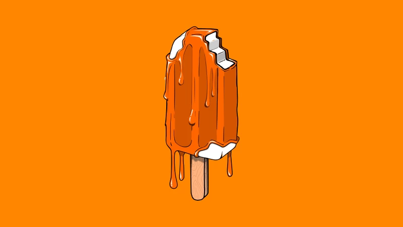 Drippy Popsicle, Ice pop, Chocolate bar, Orange background, 5K, 8K, 10K