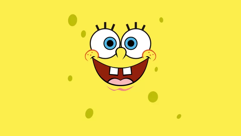 SpongeBob smiley face, Yellow background, Aesthetic Spongebob