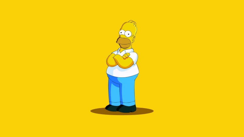 Homer Simpson, The Simpsons, Yellow background, Minimalist, 5K