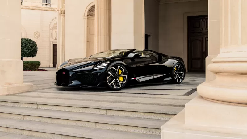 Bugatti W16 Mistral, Sports cars, Black cars, 2024