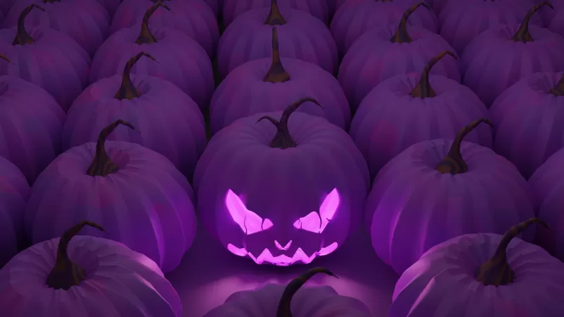 Halloween Pumpkin, Purple pumpkins, Scary, Purple background