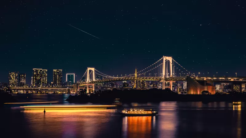 Rainbow Bridge wallpaper, Tokyo night, Odaiba