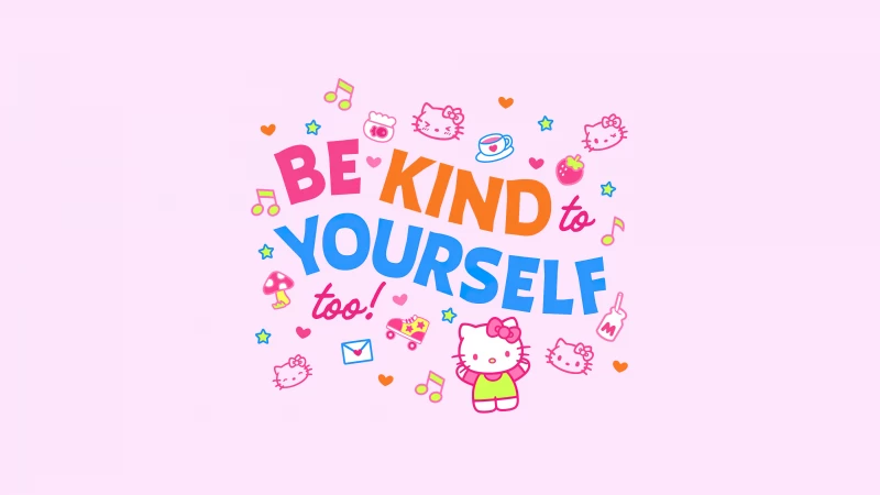 Be kind yourself, Hello Kitty 4K, Pink background