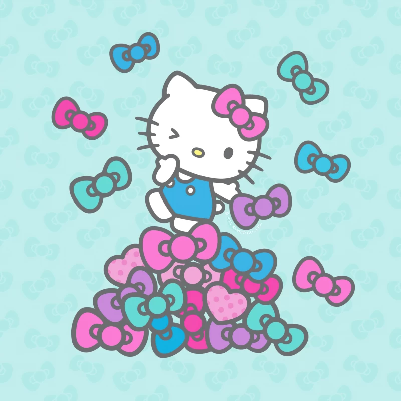 Colorful hello kitty background, Cyan background