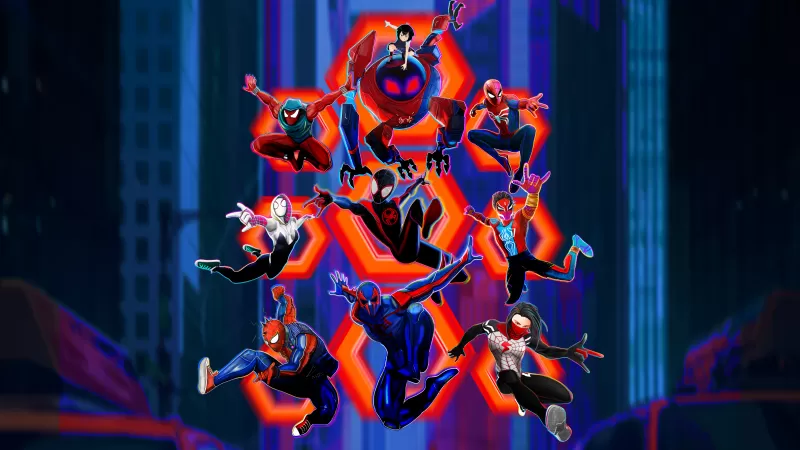 Spider-Man: Across the Spider-Verse, Miles Morales, Spider-Man 2099, Spider-Woman, Spider-Punk, Spider-Man: India, Spider-Gwen, Peni Parker, 2023 Movies, 5K