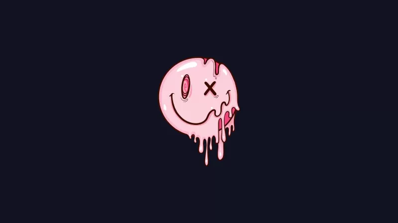 Drippy smiley, Cute smiley, Melting smiley, Dark background