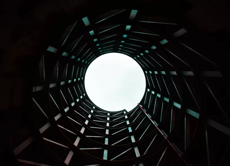 Circular atrium, Looking up, Modern architecture, 5K wallpaper