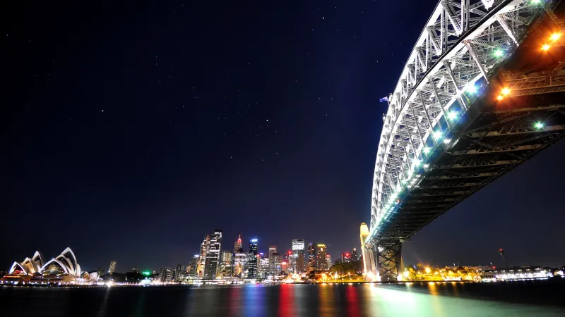 Sydney Opera House, Sydney Harbour Bridge 4K, Night City