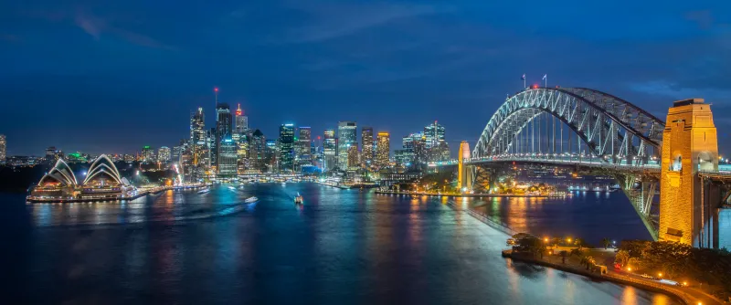 Sydney Harbour Bridge 4K, Cityscape, Night City, Australia