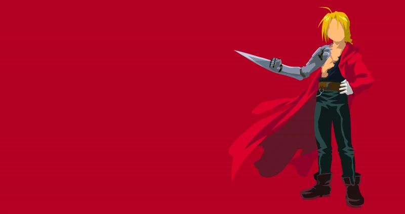 Fullmetal Alchemist: Brotherhood, Edward Elric, Red background, 5K, Minimalist, 8K