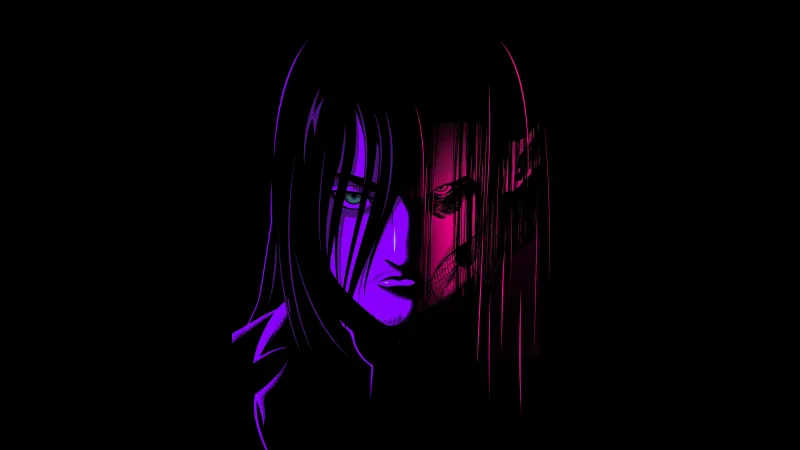 Eren Yeager, Aesthetic anime, Attack on Titan, 5K, Shingeki no Kyojin, Black background, Neon art