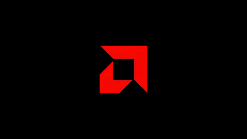 AMD, Minimal logo, Black background