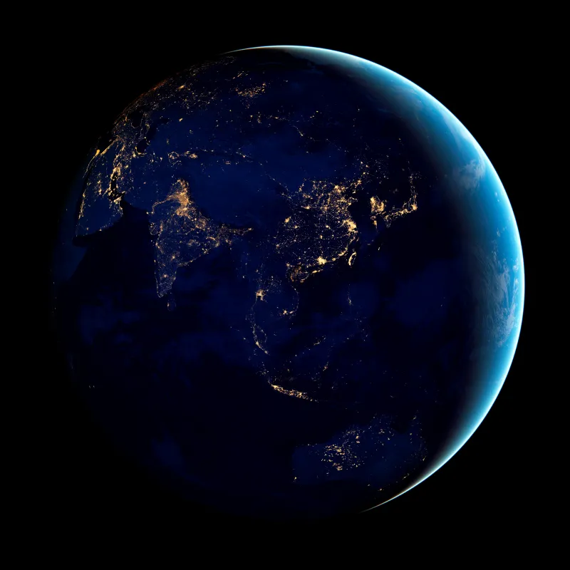 Planet Earth, India, Asia, Earth at Night, 5K, 8K, Black background