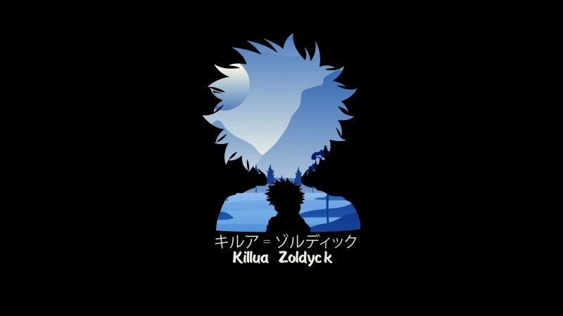 Killua Zoldyck, Hunter x Hunter, Black background, 5K