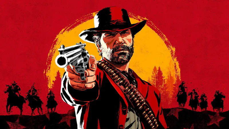 Red Dead Redemption 2, Arthur Morgan, Rockstar Games, Red background