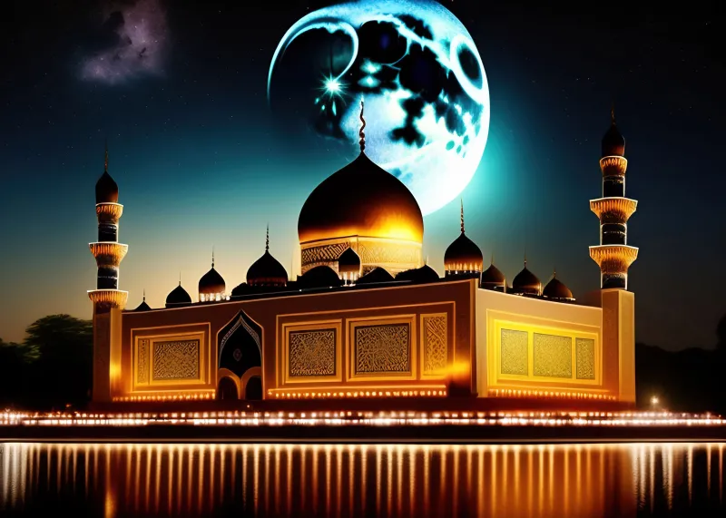 Mosque, Ramadan, Moon, Islamic