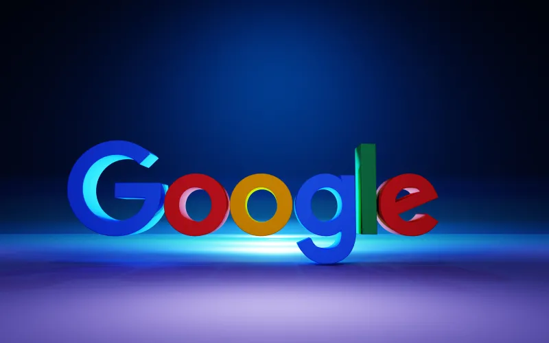 Google, Blue background, 3D Art