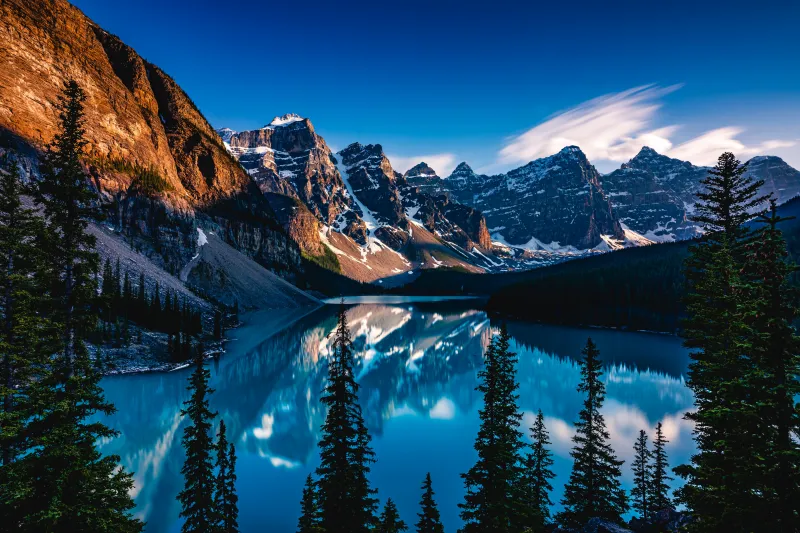 Moraine Lake, Banff National Park, Rocky Mountains, Glacial lake, Landscape, Outdoor, 5K