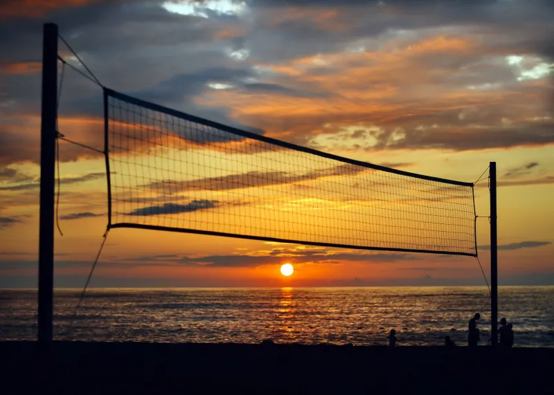 Beach volleyball background, Sunset, HD
