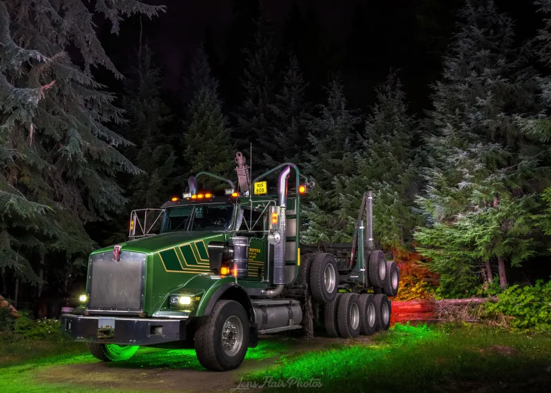 Logging truck at Night 4K