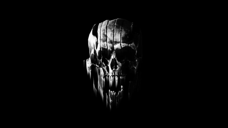 Skull, Black, Monochrome, 5K, AMOLED