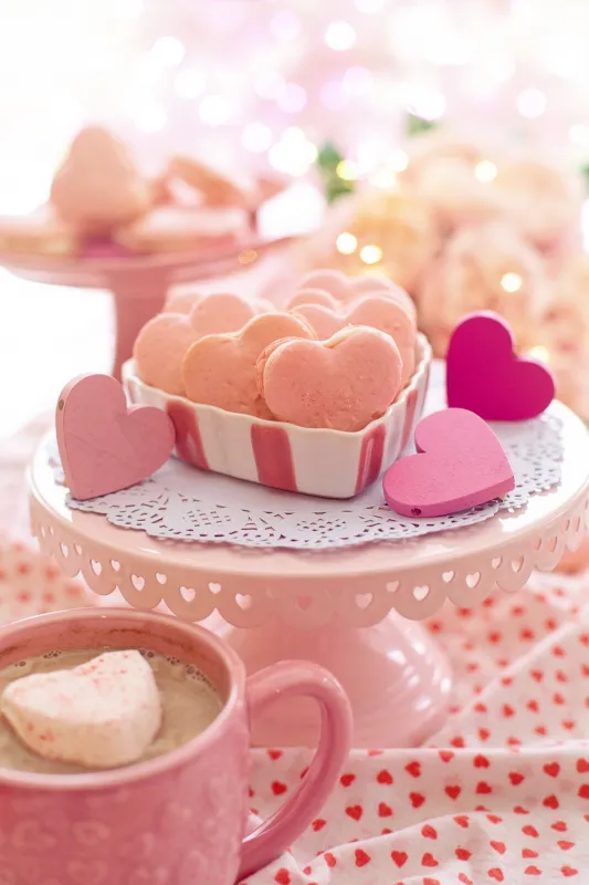 Love hearts, Pink hearts, Cookies, Bokeh