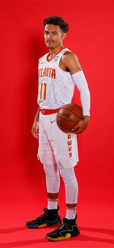 Trae Young iphone wallpaper, Red background
